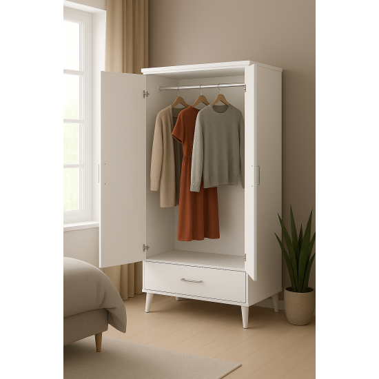 Gökberk Gb-6700M 2 Kapaklı 1 Çekmeceli Elbise Dolabı Gardırop %100 MDF Gökberk Gb-6700M 2 Kapaklı 1 Çekmeceli Elbise Dolabı Gardırop %100 MDF
