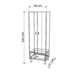 Gökberk Gb-6700M 2 Kapaklı 1 Çekmeceli Elbise Dolabı Gardırop %100 MDF