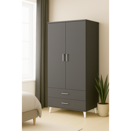 Gökberk Gb-6800S 2 Kapaklı 2 Çekmeceli Elbise Dolabı Gardırop